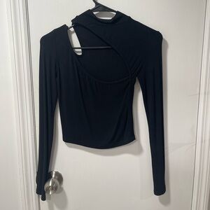 Black Cut-Out Long Sleeve Top